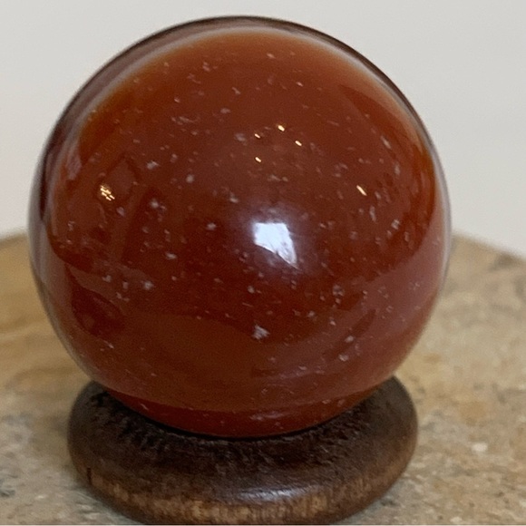 MINI Red Banded Carnelian Crystal Sphere With Wood Stand Chakras Healing 1/2" 8g - Picture 10 of 12